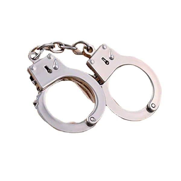 2 stk Mini Metall Håndjern Nøkkelring, Sølv