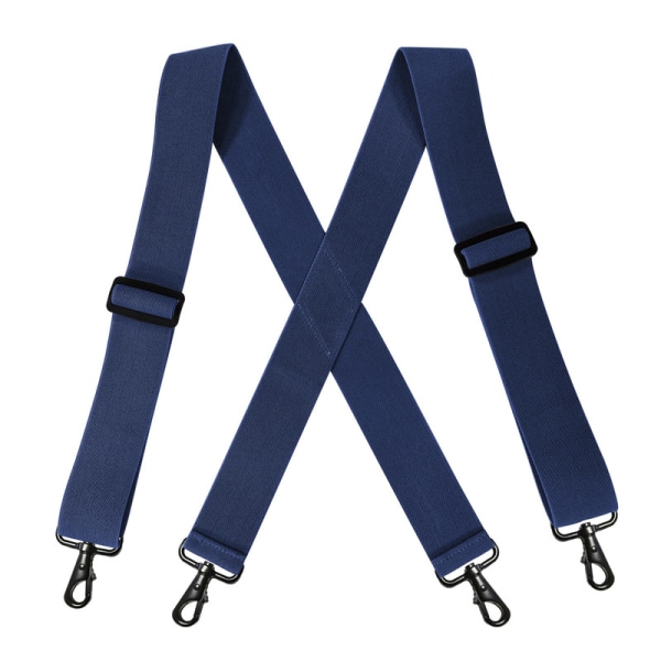 X-Shape hängslen för män Justerbar elastisk 5 cm bred hängslen Navy blue
