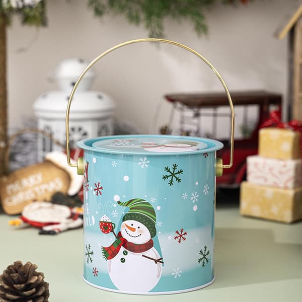 Christmas Gift Boxes, Christmas Candy Containers, Round Cookie Tins, Small Christmas Tin Box - Decorative Christmas Candy Bowl, Empty Tin Cans, Jar