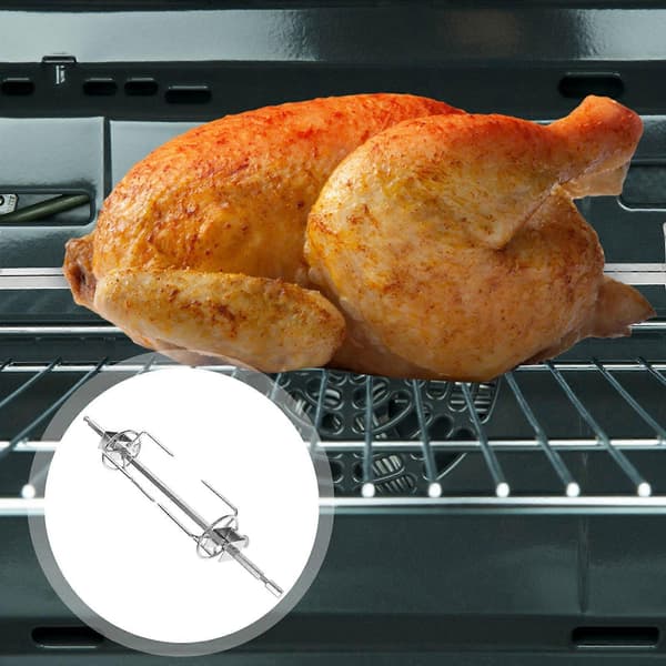 1 sett rustfritt roterende kalkungaffel BBQ Gaffel Hjem Kylling Kjøtt Grillgaffel