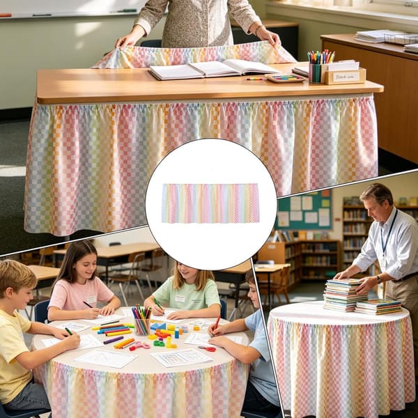 bordduk til klasserom 75x180 cm fargerik Karo-fest -