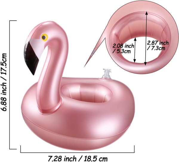 12-pack uppblåsbara dryckeshållare, flamingodesign, återanvändbara