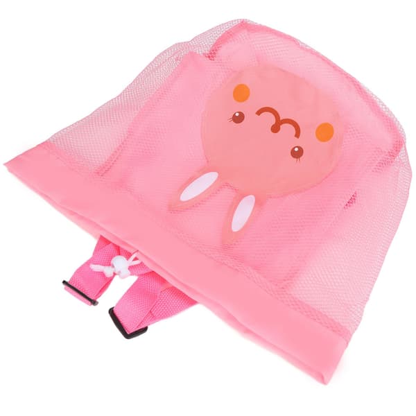 Kids Toy Storage Bag Extra Large Breathable Mesh Bag Foldable Beach Bag with Shoulder Strap Pink