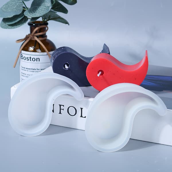 Silikone lysforme, 2-pak Yin Yang lysforme, 3D støbning silikone lysform epoxyharpiks silikoneforme