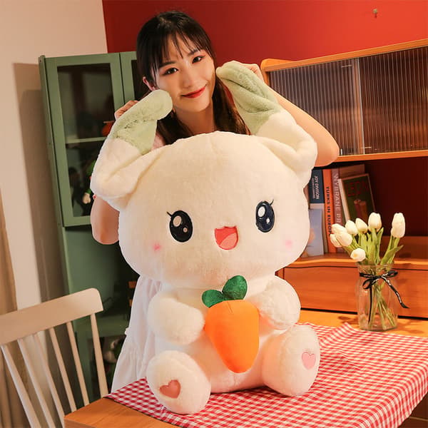 Rabbit Plush Doll, Easter Carrot White Rabbit Plush Animal Soft Cute Jackrabbit Plush Toy Girls Easter Gift 50cm