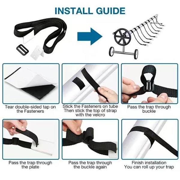 Sæt med 8 universelle fastgørelsesstropper til poolafdækning