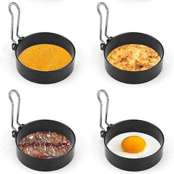 4-pakning Rustfritt Stål Eggering Stekt Eggeform Rund Posjert Egg for Stekte Egg Eggruller Biffer Pannekaker Stekt Egg Pannekakeform [DB]