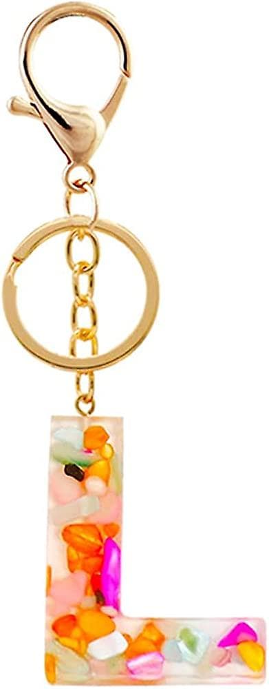 Nøglering med bogstav i resin, glitrende, til nøgler, taske, tilbehør, gave