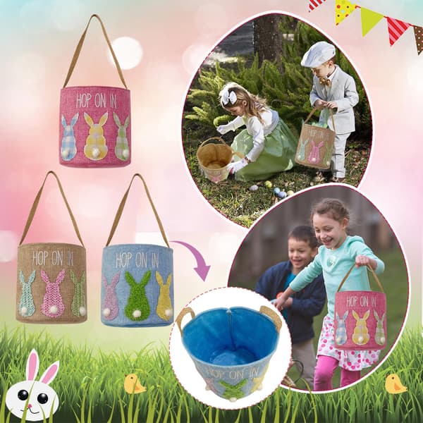 Non-woven Easter Egg Basket Portable Cute Bunnies Storage Bag Multifunctional Easter Toy Storage Bucket Blue Blue