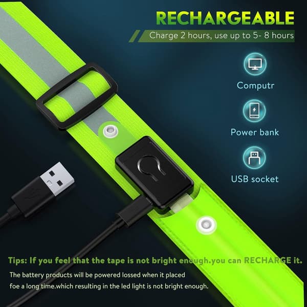 Waterproof Running Lights with High Visibility, Running Vest with 360 Degree Reflective Strips