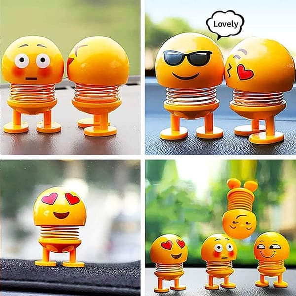 14 stk Vår Søte Emoji Ristende Dukker Bilinteriør Ornament Instrumentpanel