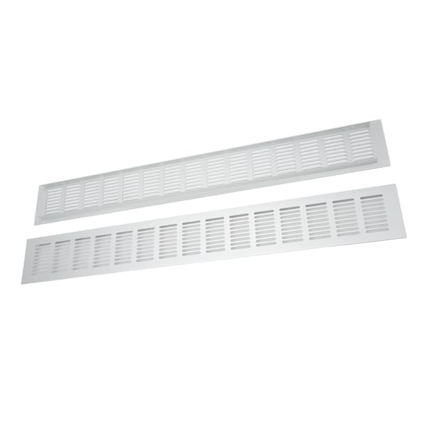 2 stk. luftventilationsgitter i aluminiumslegering, rektangulær ventilationsplade til skabe, skoskabe, garderobeskabe 80x600mm