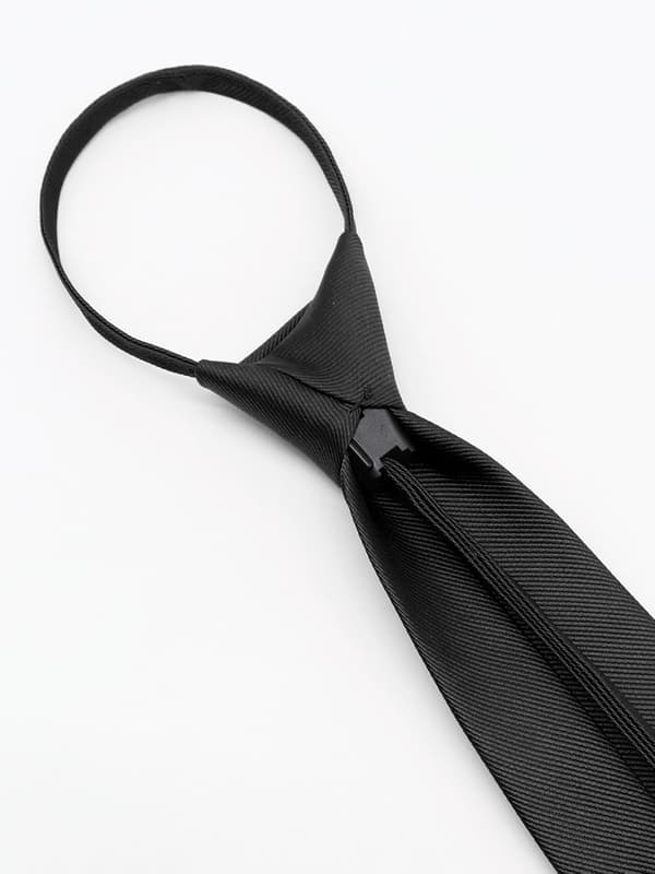 Færdigbundne slips til mænd Sort Clip On Slips Justerbar Lynlås Formel Forretning Dimission Middag - Black