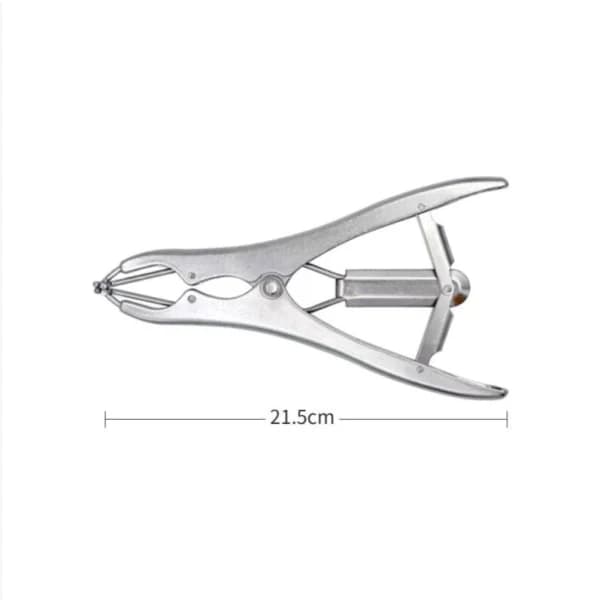Elastisk kastrationstång i rostfritt stål för nötkreatur, grisar och får, 100 gummiringar, 21,5 cm silver