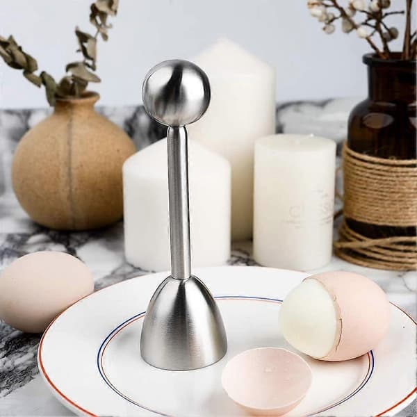 2 stk Egg Toppers Eggeskallkutter Rustfritt Stål Egg Knekkere Åpner Fjerner for Hardkokte Myke Egg