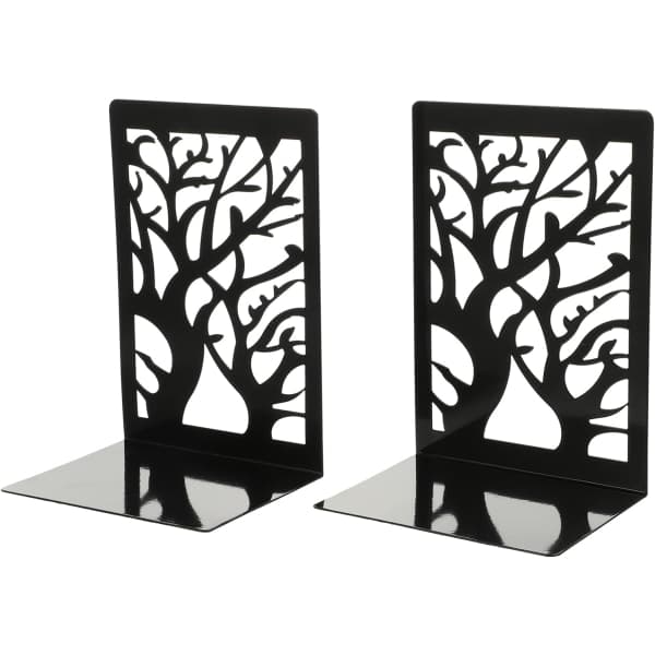 Non-slip Iron Bookends with Tree-shaped Design, Decorative Bookends for Study Room, Kids Room, Classroom, Office, 1 Pair
