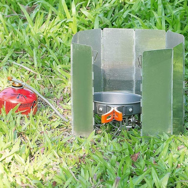 10 st hopfällbara vindskydd i aluminiumlegering, aluminium camping vindskydd, hopfällbart vindskydd för utomhusbruk, lämpligt för campingkök utomhus