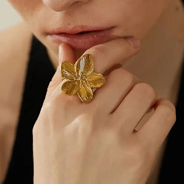 Enkel blomst åben ring romantiske fingerbånd Ring mode justerbare ringe