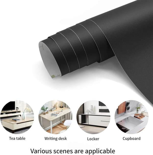40cm*2m Thick Self-Adhesive PVC Matte Black Wallpaper Bubble-Free