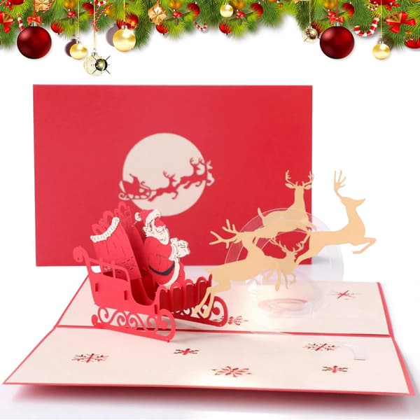 3D Three-dimensional Christmas Card, Christmas Tree Reindeer Card