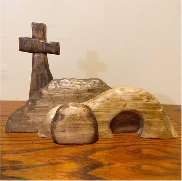Den tomma graven påskscen och korsdekoration, Jesu grav påsk