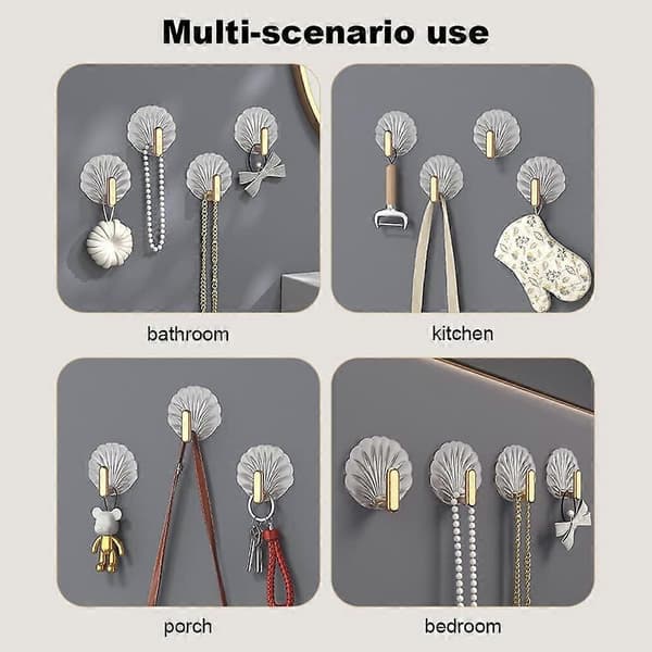 8 Pcs Self-Adhesive Hooks, Adhesive Hooks for Hanging, Waterproof Heavy Duty Self-Adhesive Hooks for Door Kitchen Bathroom