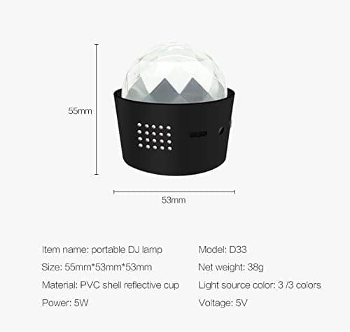 Mini Diskolys, Flerfarget Batteridrevet Lydaktivert Dis