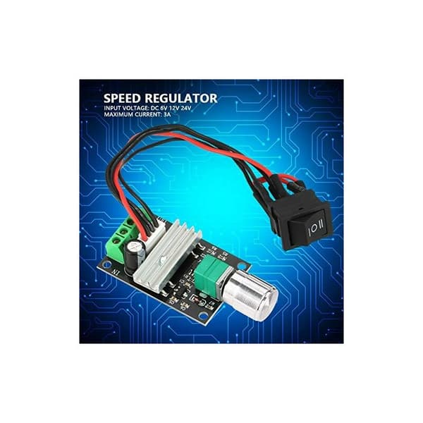 12 Volt Motorhastighedsregulator DC Motor Controller DC 6V 12V 24V 3A PWM Motorhastighedsregulator Reversibel Controller med Longziming Switch