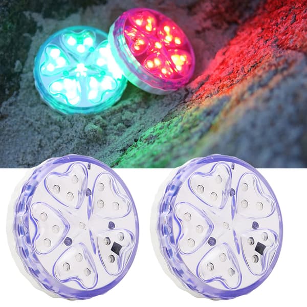 2 Pcs Underwater LED Lights Submersible Square Pond Lamps for Pool with Remote Control