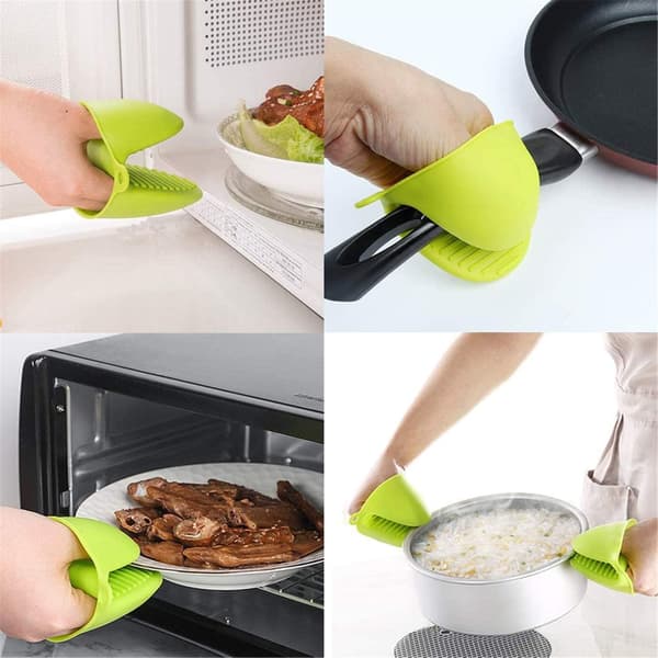 Silicone Oven Mitts for Immediate Use in the Pot or Kitchen as Pot Holders or Cake Holders, Oven Mitts and Pot Holders (Green, 2 pcs/set)