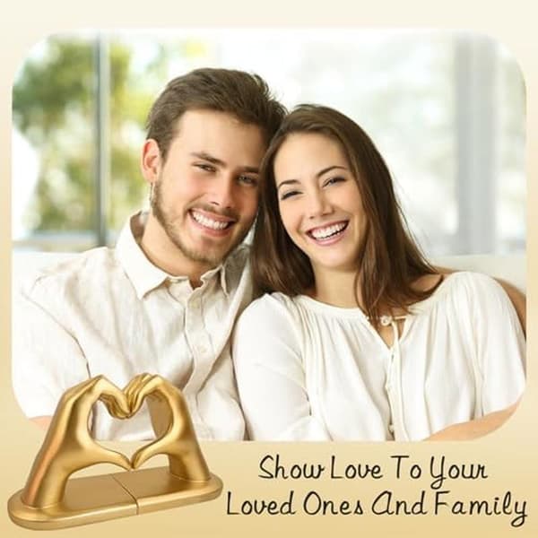 9,9x12,95 cm Decorative Bookends Gold Gesture Bookends Heart-shaped Hands Sculpture Bookends, Creative Bookshelf