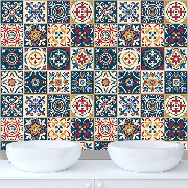 16 st 15x15cm Victorian Patterned Self-Adhesive Tiles Waterproof for Kitchen