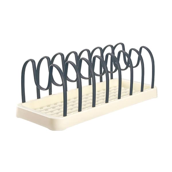 Pot and Pan Organizer for Cabinets, Kitchen Countertop Lid Holder with Adjustable Plug-in Dividers
