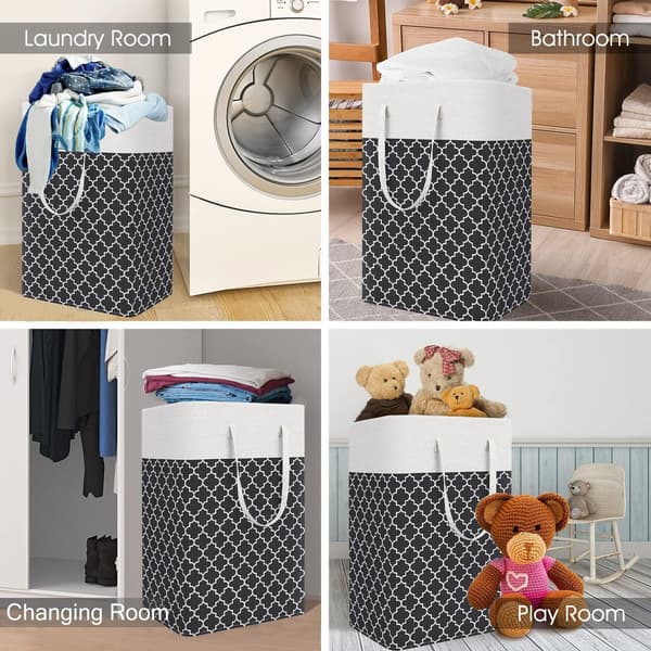 75L Large Laundry Basket - Freestanding Waterproof Laundry Hamper with Extended Handle - Foldable Tall Laundry Basket