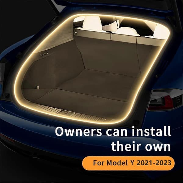 For Model Y 2021-2023 Car LED Light Strip Flexible Rear Trunk Waterproof Neon Light Accessories (Warm White)