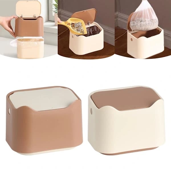 Mini Countertop Trash Can Waste Bin for Countertop Table Next to Coffee 17.5x13x13.5cm