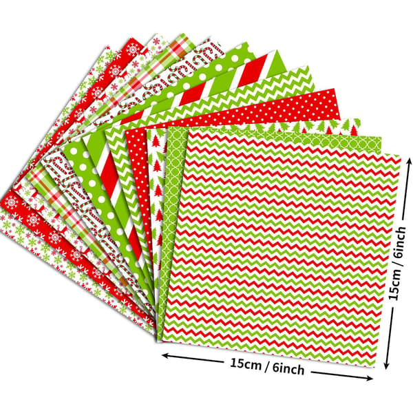 12 ark julemønstret papir for DIY-scrapbook og kortdekorasjon