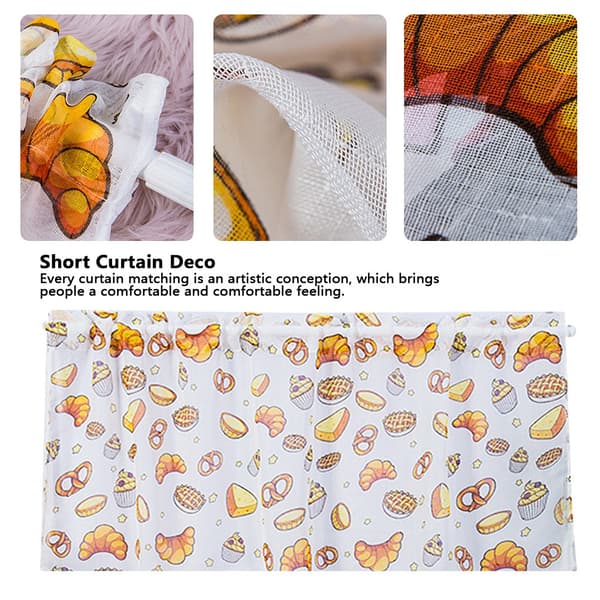 Cartoon Printed Bread Pattern Curtain Short Curtain for Bedroom Kitchen Cabinet Decoration