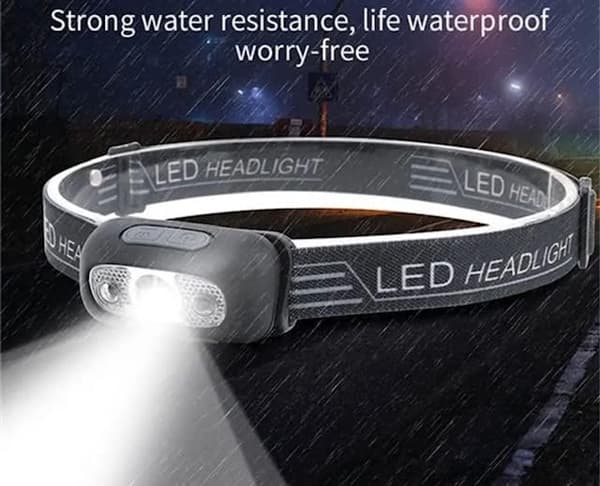 Supersterk LED-hodelykt med sensor, lett vanntett hodelykt, USB-lading, for løping, sykling, fiske, camping, fotturer og barn