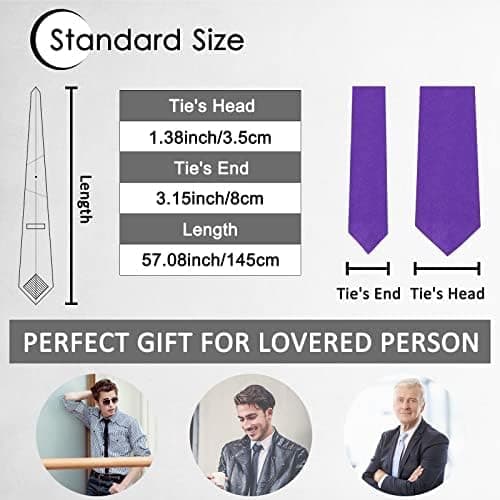 3,15\" Klassisk Solid Sateng Herreslips Forretnings Uformelle Slips til Ektemann Familie Lilla - Purple
