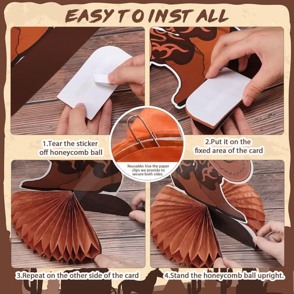 7 st Western Party Centerpieces Wild West Honeycomb Decor -