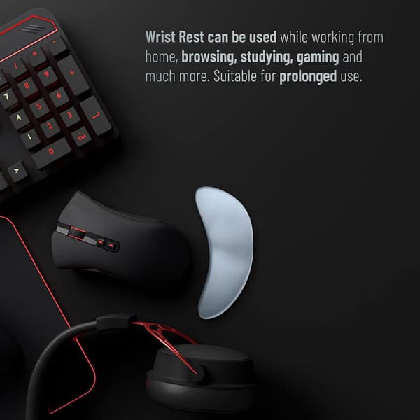 Ergonomic Silicone Mouse Wrist Rest for Right-Handed Users, Wrist Support for Gaming Mouse, Laptop, Home, Office (Right Hand Black)
