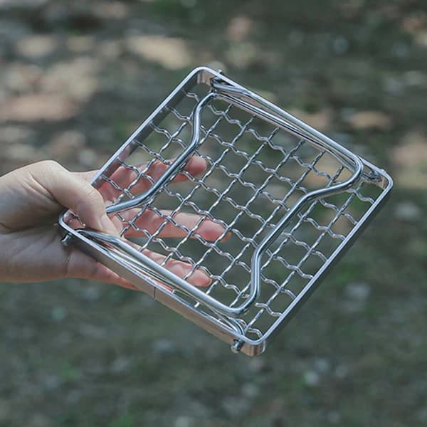 Bærbart sammenleggbart grillstativ i rustfritt stål for camping, grilling og utendørs matlaging 24 x 17 x 13 cm 1 stk 1pc