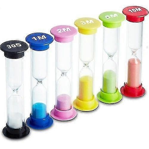 Timeglas 6 Farver Timeglas Timeglas Timeglas Timer 30sek / 1min / 2min / 3min / 5min / 10min (6-pak)