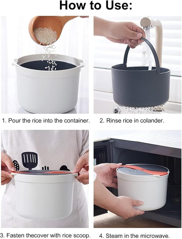 Mikrobølge Ris Koger, 2L Risdamper & Pasta Koger med Si, 2-Lags Mikrobølge Grøntsagsdamper Non-stick (Orange) Orange Orange Orange