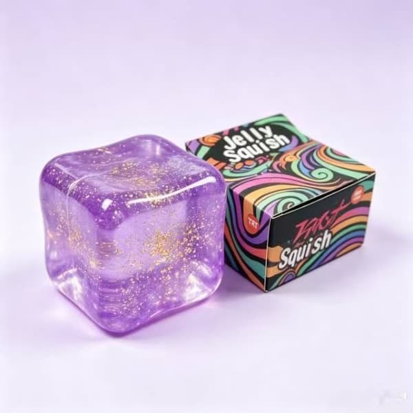 Jelly Squish Fidget Legetøj, Glitter Terning Stressaflastende Klemmelegetøj