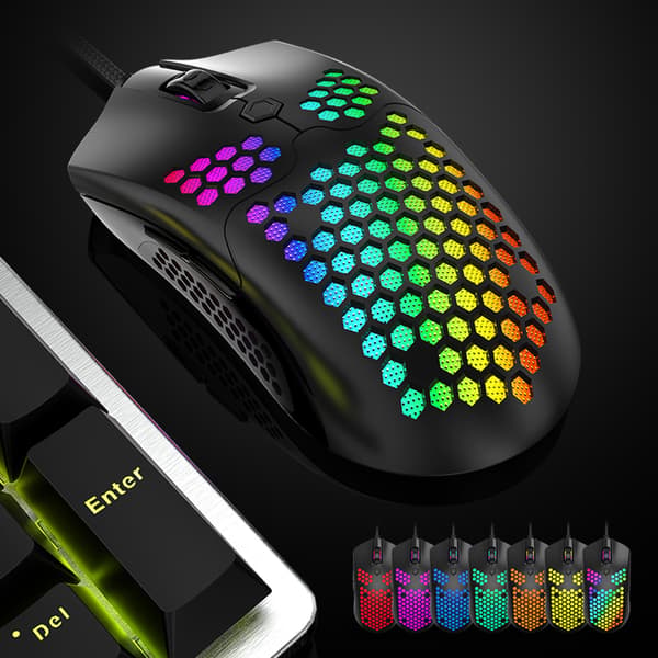 Gaming Mouse USB Interface Wired Portable Desktop E-sports Hollow Mouse 16000dpi