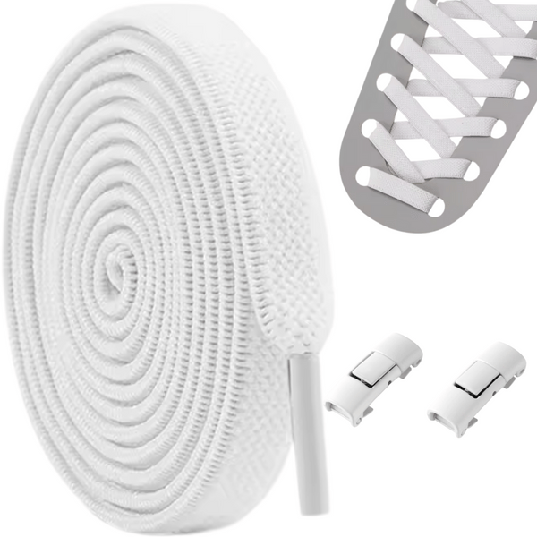 No-Tie Shoelaces 100 cm - Comfortable & Flexible White