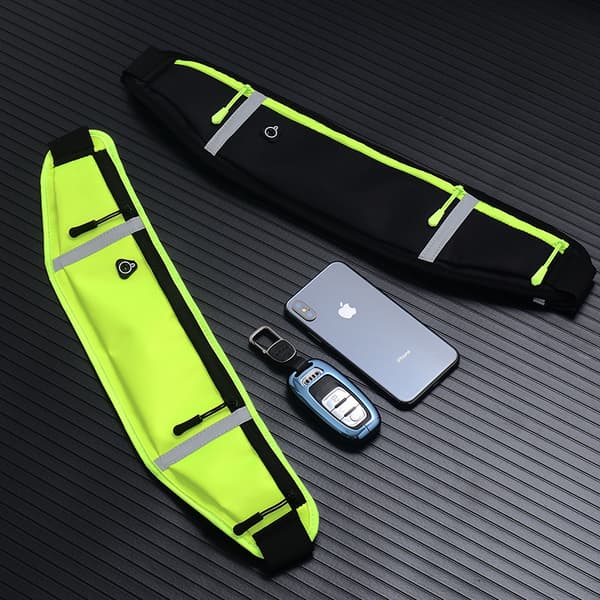 Let og justerbar 1-delt sort taljetaske med elastisk bælte til iPhone Samsung, ideel til løbetræning, unisex.