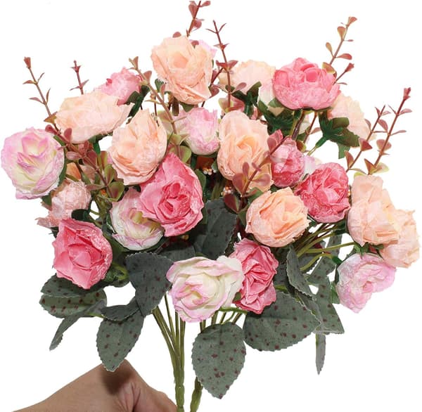 2 stk. kunstige roser, simuleringsbuketter, brukes til fest, bryllup, blomsterdekorasjon, kafédekorasjon
